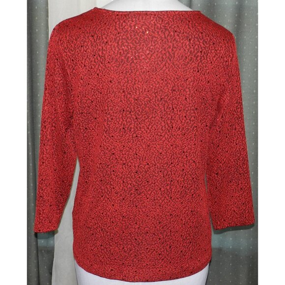 Sag Harbor size Large stretch blend sparkling festive top embellished - Picture 2 of 5